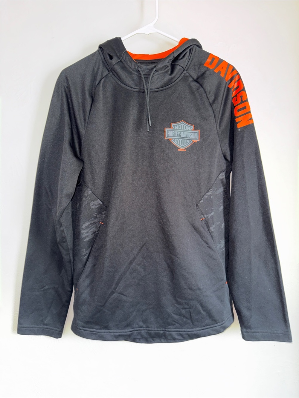 Harley-Davidson Performance Hoodie Small Black Orange Rimouski Quebec Pullover